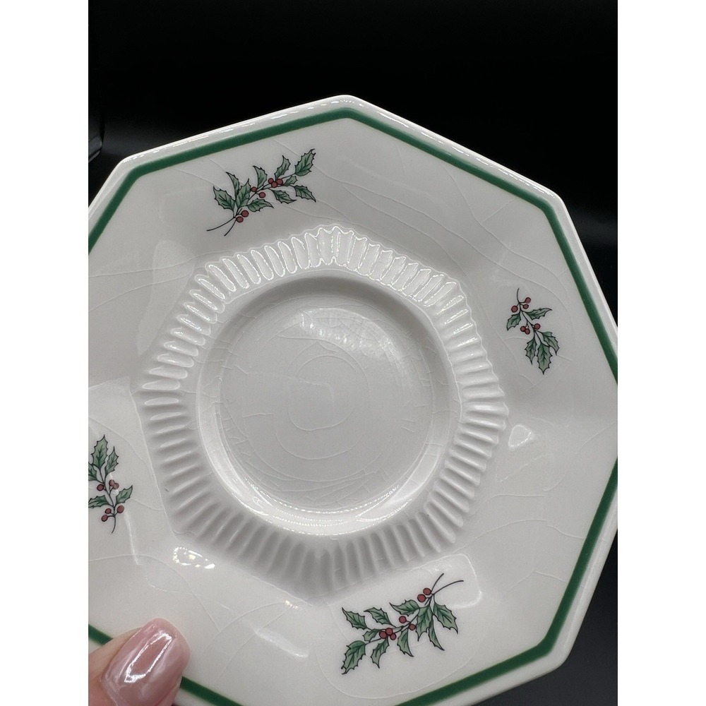 🎄 Nikko Christmastime Coffee Cup & Saucer Set–Holly & Christmas Tree–Vintage☕ - Picture 8 of 8